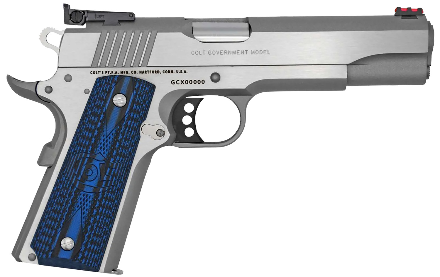 Colt Mfg 1911 Style Pistol Gold Cup .38 Super 5" 8RD Pistol, Stainless Steel image 1