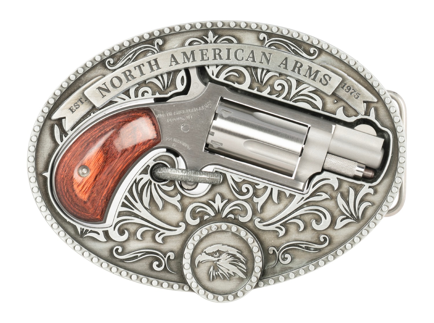NAA w/Belt Buckle Chuckwagon .22 WMR 1.13" 5RD Revolver, Stainless image 1