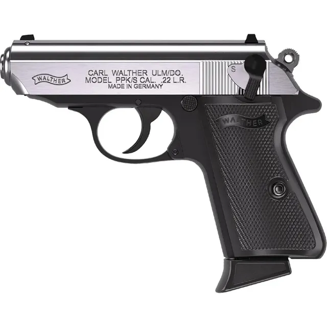 Walther Arms Walther PPK/s Handgun .22 LR 10rd Magazine 3.3" Threaded Barrel Two-Tone Black Stainless .22 LR General Pistol