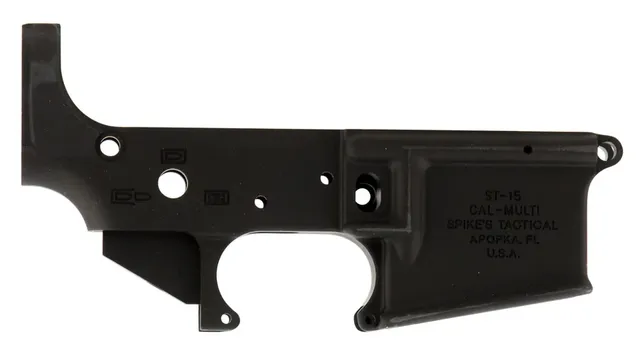 Spikes Stripped Lower Receiver No Logo Multi-Caliber Lowers, Black