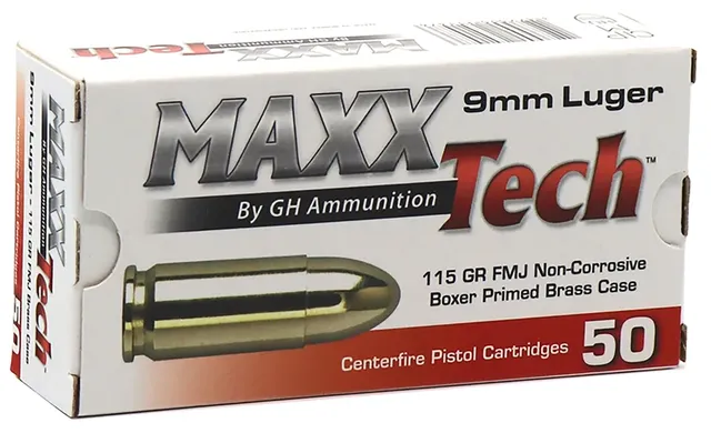 MaxxTech 9mm Luger 115gr Full Metal Jacket 50rd