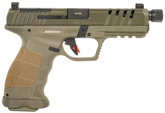 Sar USA SAR9 9mm Luger 5.2" 17RD Single Action Only Pistol, Od Green