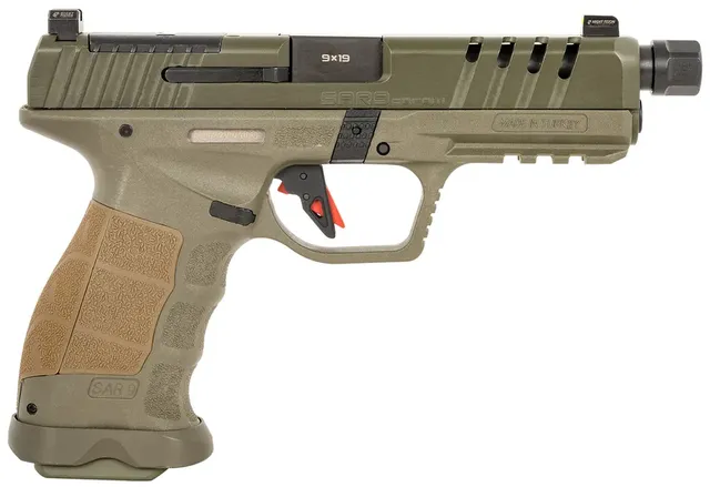 Sar USA SAR9 9mm Luger 5.2" 17RD Single Action Only Pistol, Od Green