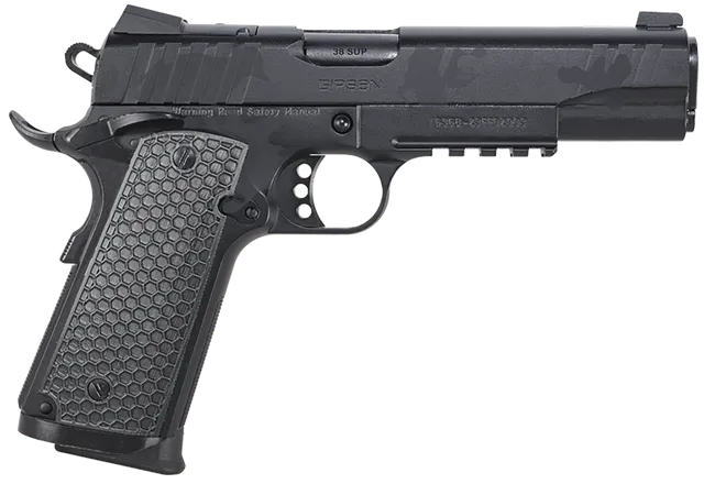 EAA Influencer MC1911 S .38 Super 5" 9RD Single Action Only Pistol, Black