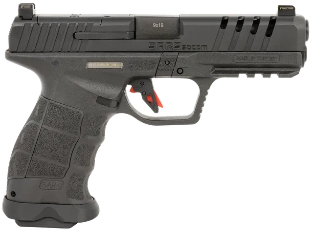 Sar USA SAR9 9mm Luger 5.2" 17RD Single Action Only Pistol, Black Black Cerakote