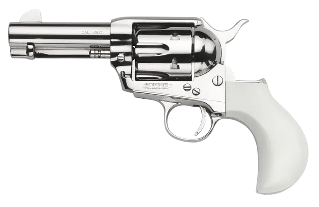 Taylors and Company Pietta 1873 Flat Top 9mm Luger 3.5" 6RD Revolver, Nickel