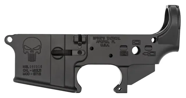 Spikes Stripped Lower Receiver Punisher Multi-Caliber Lowers, Black
